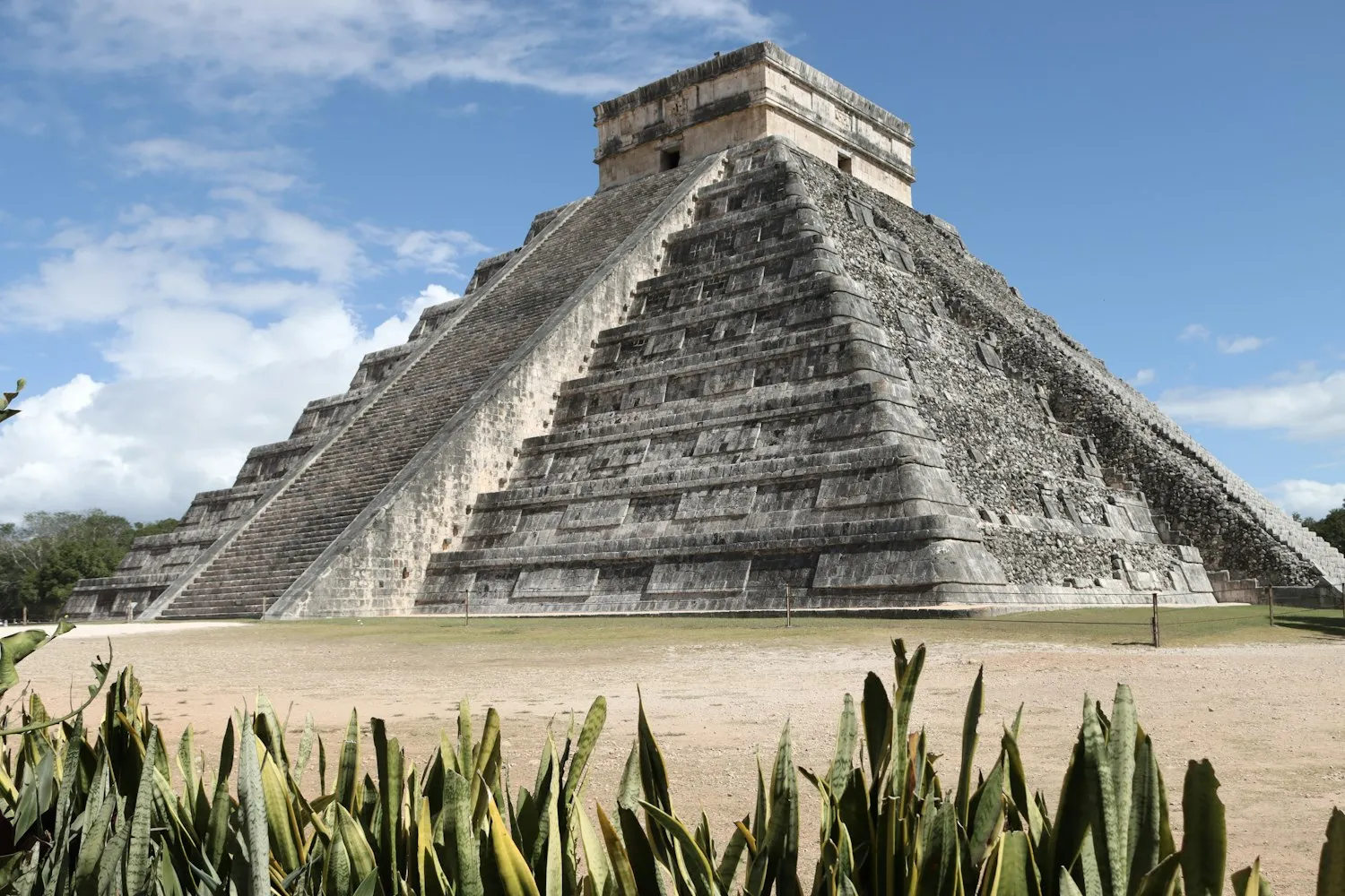 El Castillo seen from beside the planting