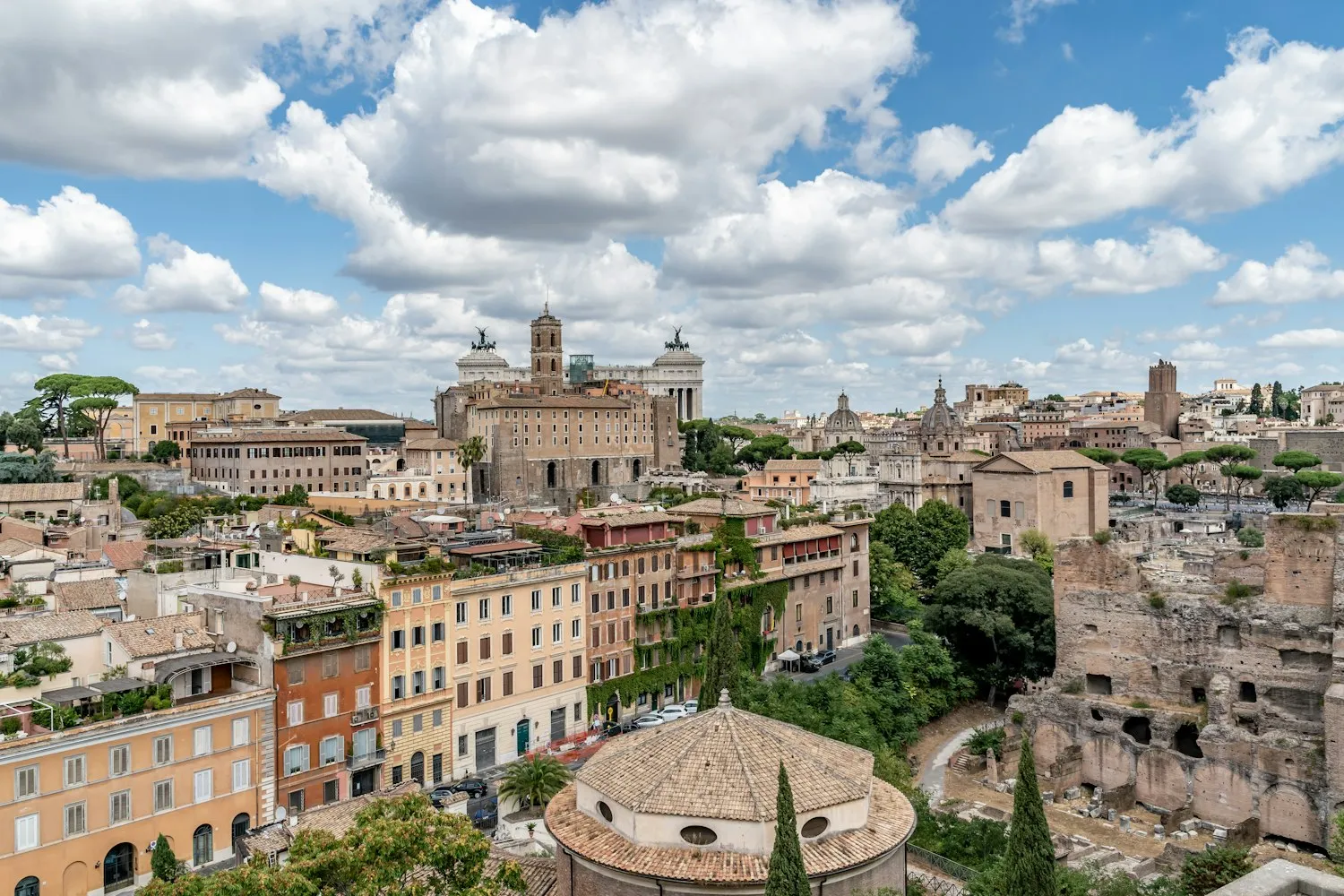 A view across the Roman Forum and surrounding city