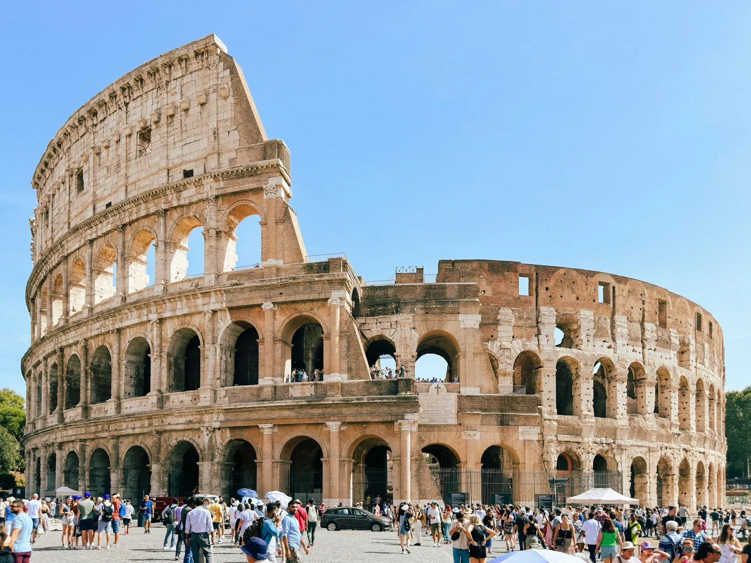 Visitors outside the Colosseum