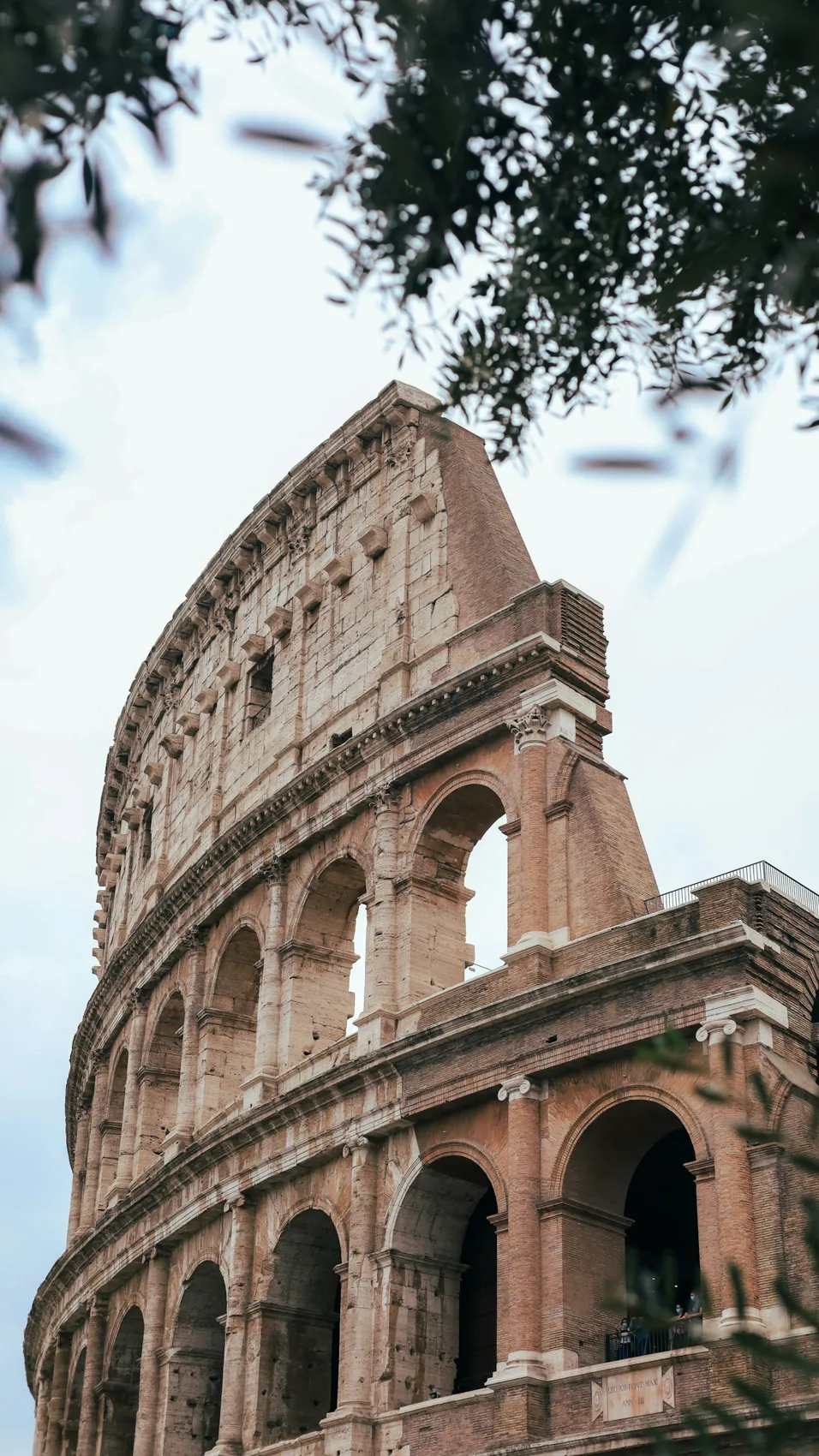 Looking up at the Colosseum’s outer wall
