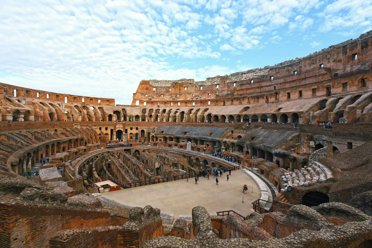 The Colosseum interior and exposed underground structures