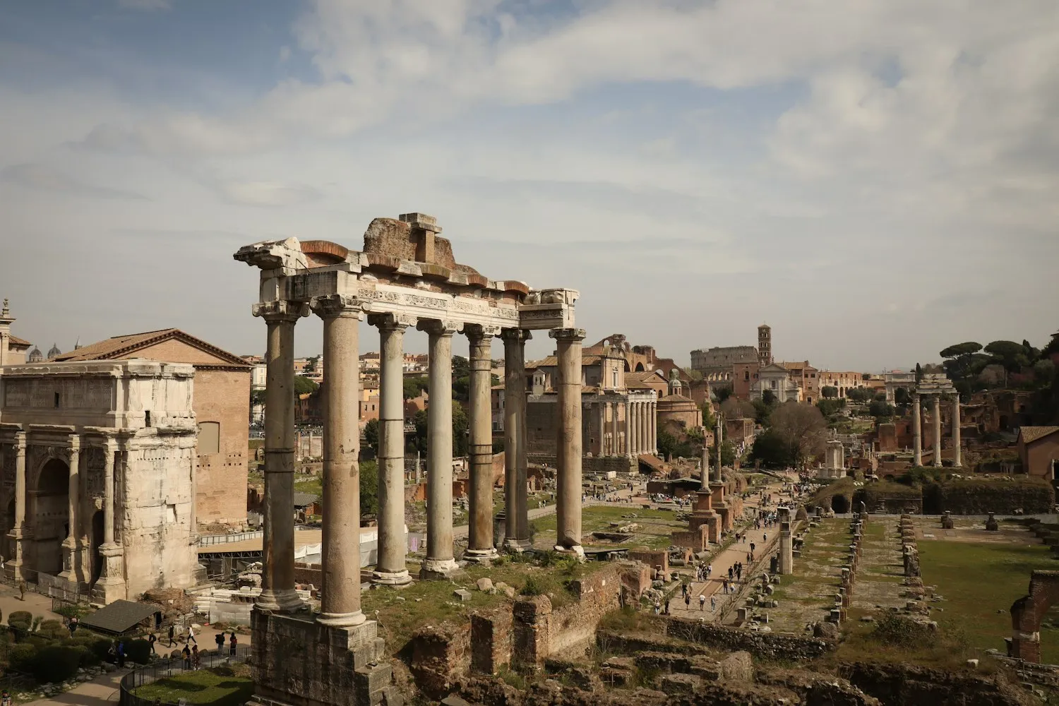 Standing columns among the Forum ruins