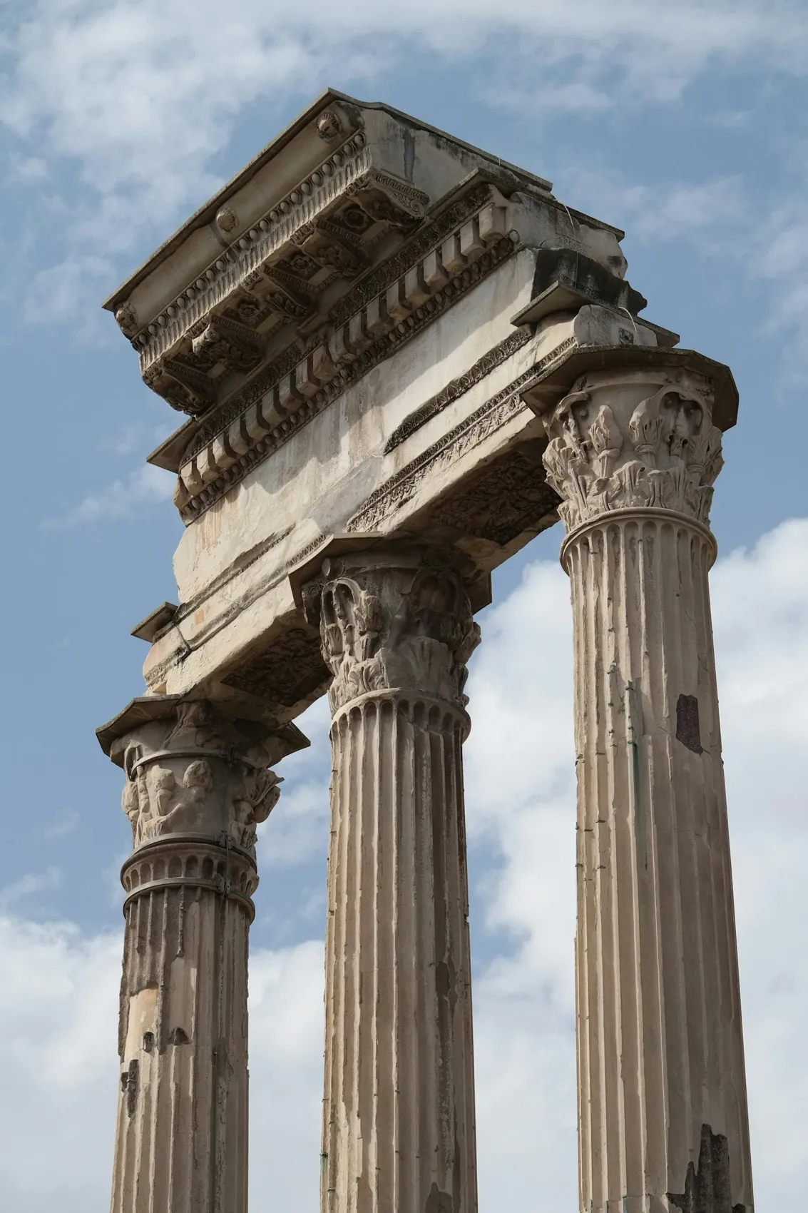 A close view of the Forum’s columns