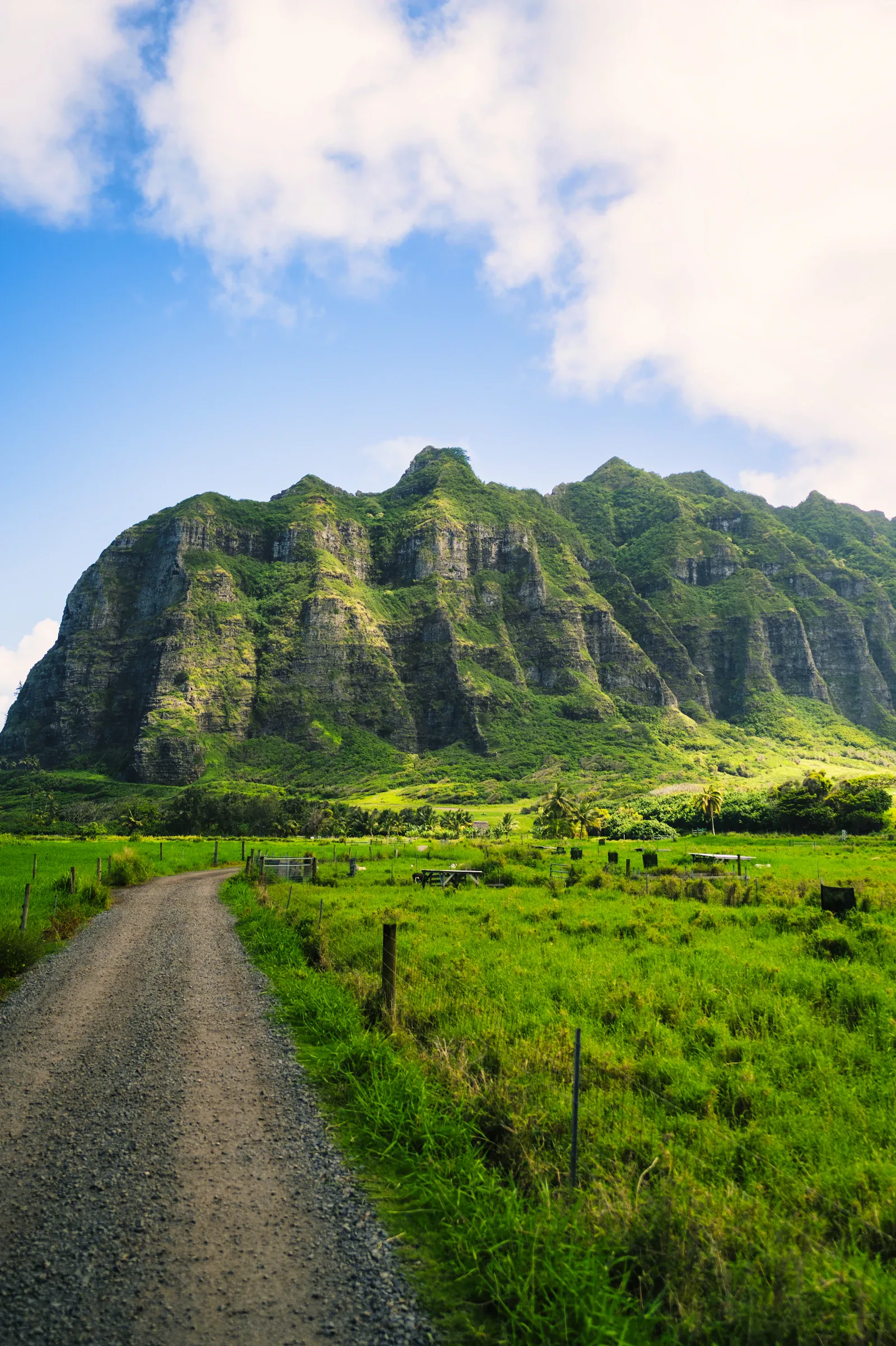 Steep mountain ridges above Kualoa Ranch