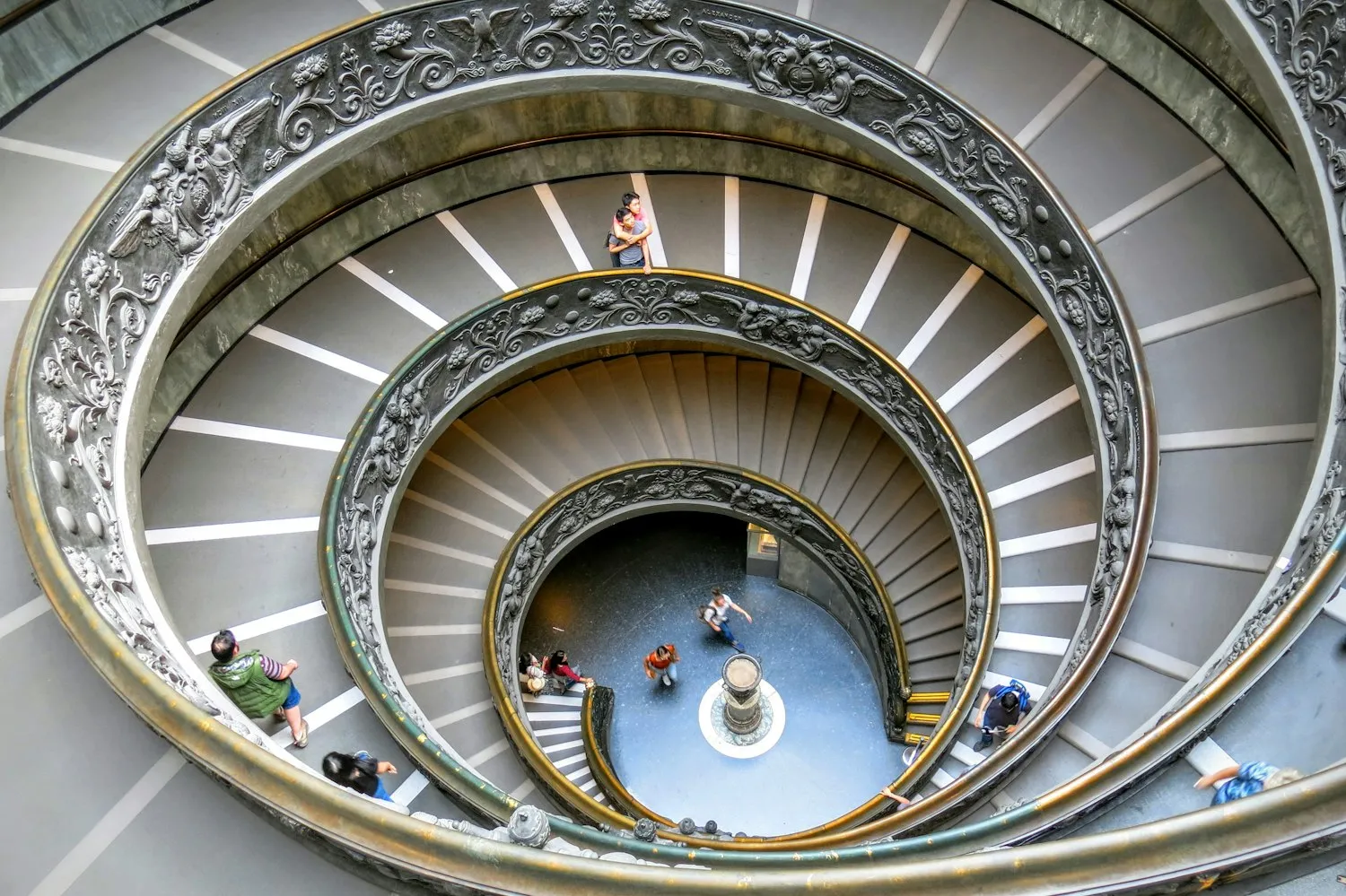 The spiral staircase at the museum exit