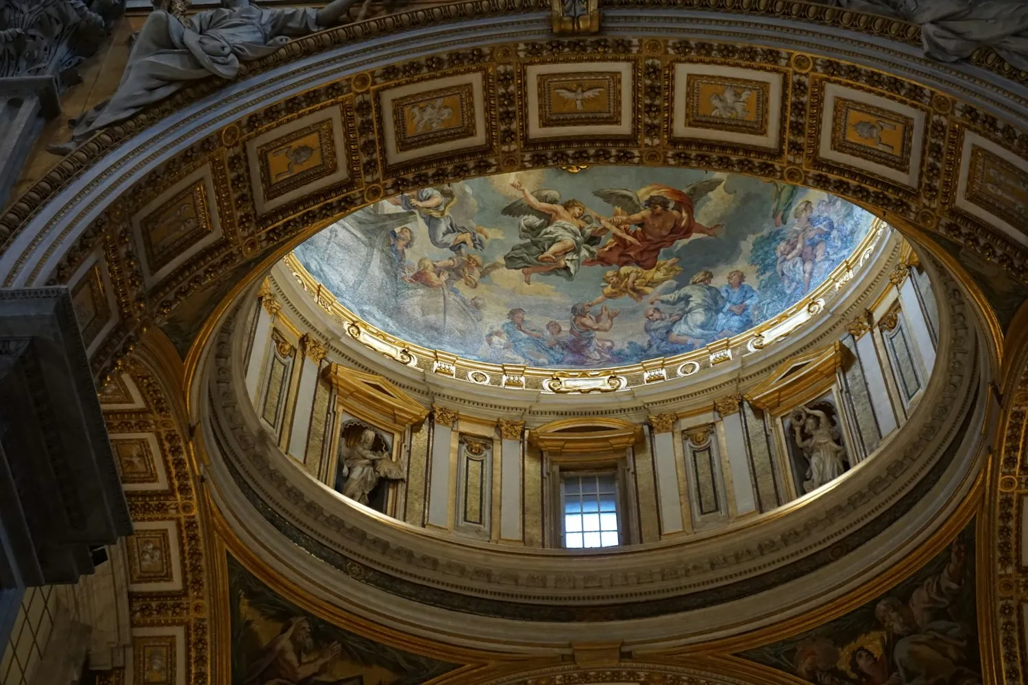 A painted ceiling inside the Vatican Museums