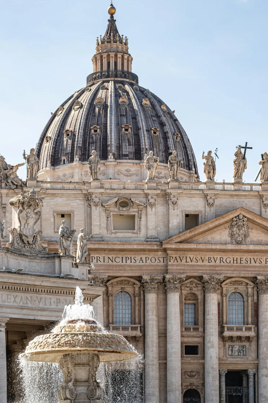 The basilica dome and façade from the square